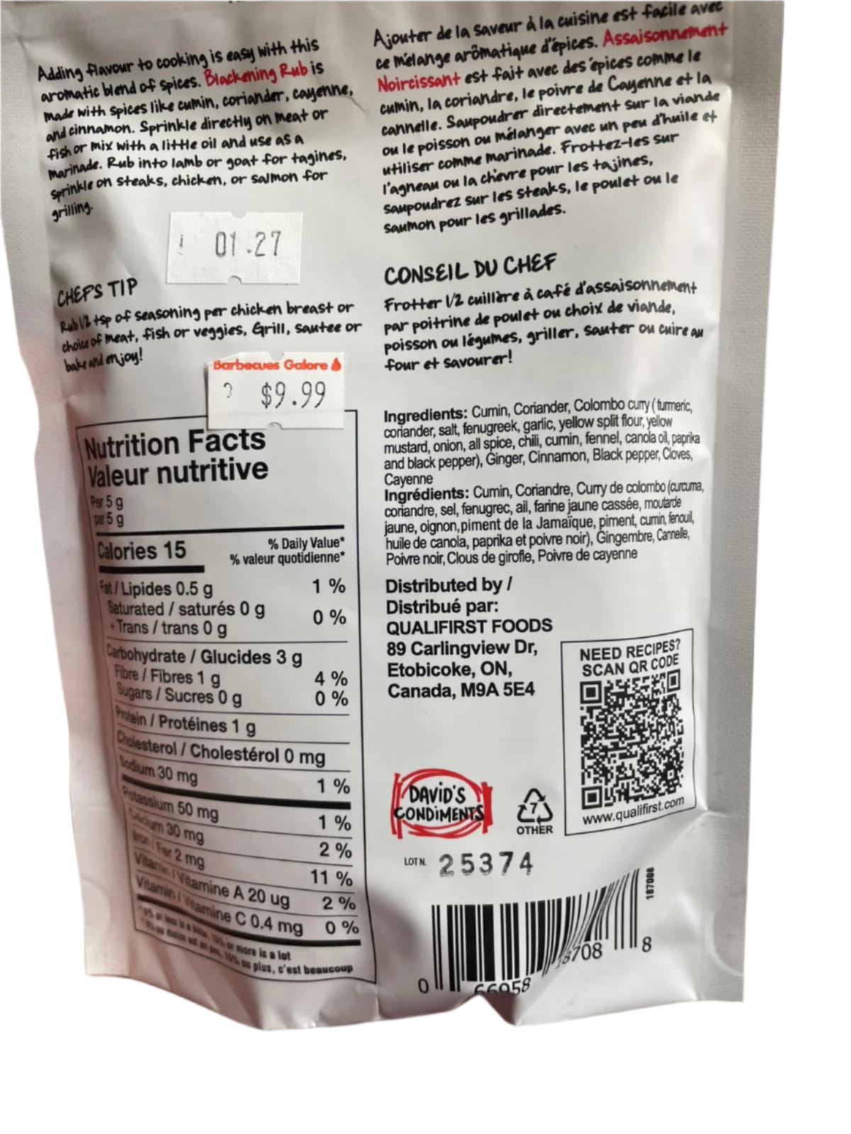 David's Rubs Edibles > Seasoning > Rub David's No Salt Blackening Rub - 125 g