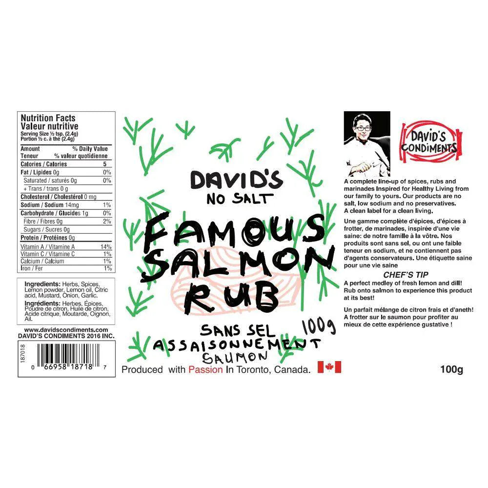 David's Rubs Edibles > Seasoning > Rubs David's No Salt Famous Salmon Rub - 100 g