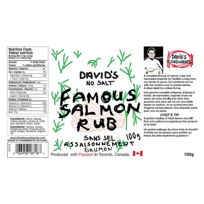 David's Rubs Edibles > Seasoning > Rubs David's No Salt Famous Salmon Rub - 100 g