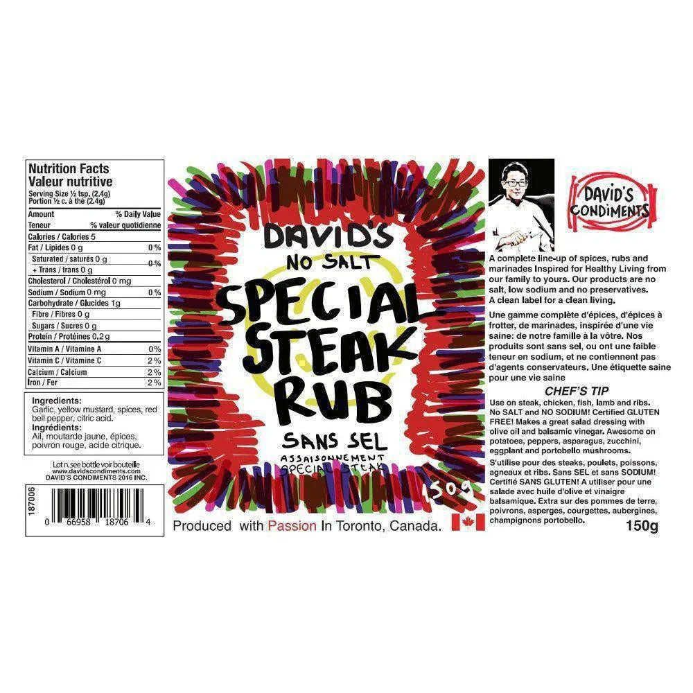 David's Rubs Edibles > Seasoning > Rubs David's No Salt Special Steak Rub - 150 g