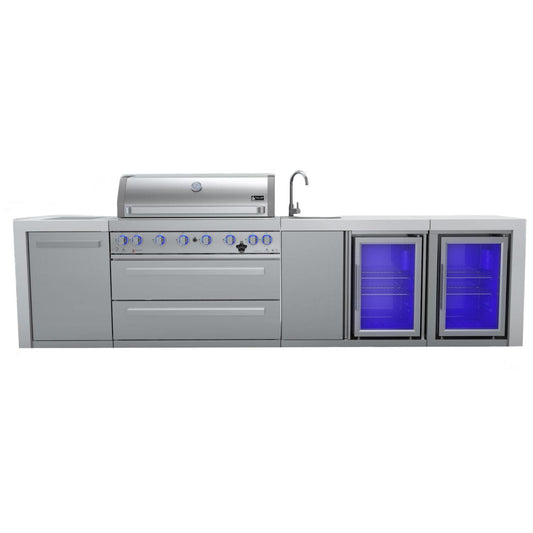 Mont Alpi 6-Burner Deluxe Island with Built in Duel Fridges and Sink