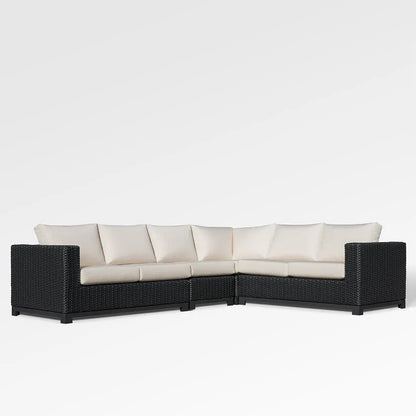 Mallin Outdoor Living > Patio Furniture > Deep Seating Sectional | Bliss Sand Cushions Enclover Trillium Sectional W/ Coffee Table - Bliss Sand Cushions