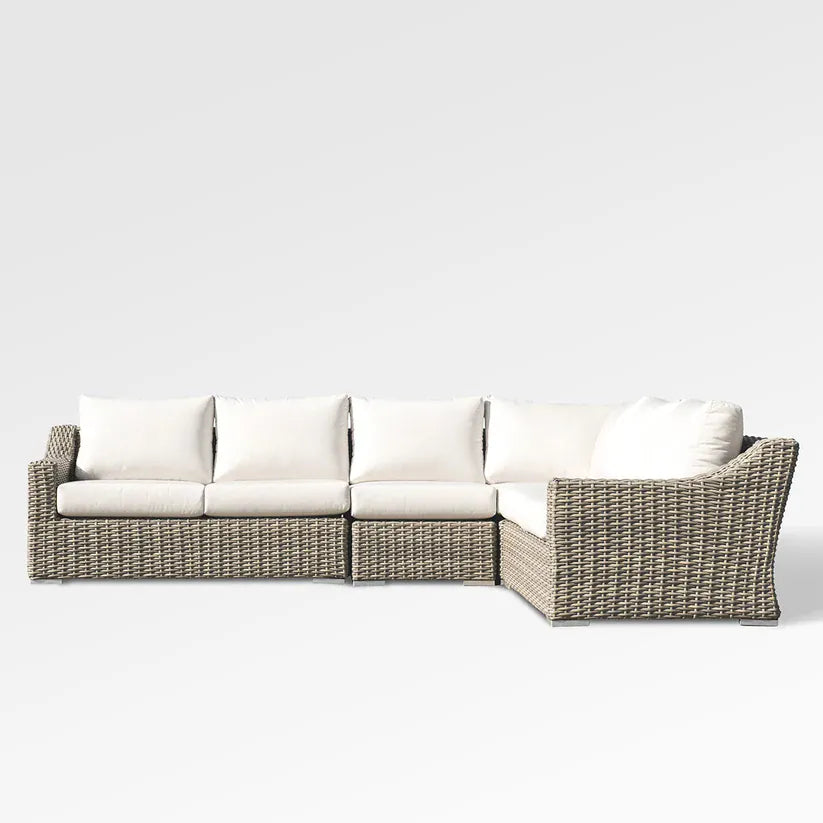 Mallin Outdoor Living > Patio Furniture > Deep Seating Sectional | Bliss Sand Cushions Enclover Tulip 5 PC Sectional W/ Coffee Table - Bliss Sand Cushions