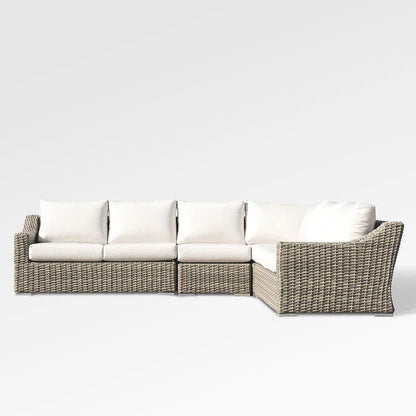 Mallin Outdoor Living > Patio Furniture > Deep Seating Sectional | Bliss Sand Cushions Enclover Tulip 5 PC Sectional W/ Coffee Table - Bliss Sand Cushions