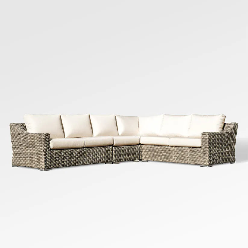 Mallin Outdoor Living > Patio Furniture > Deep Seating Sectional | Bliss Sand Cushions Enclover Tulip 5 PC Sectional W/ Coffee Table - Bliss Sand Cushions