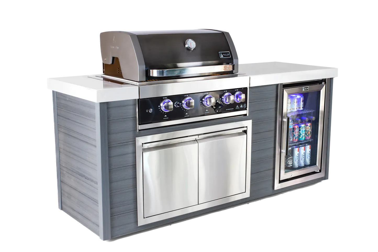 Mont Alpi Outdoor Cooking > Outdoor Kitchens > Islands Black Mont Alpi Artwood Stainless Steel 4 Burner Island