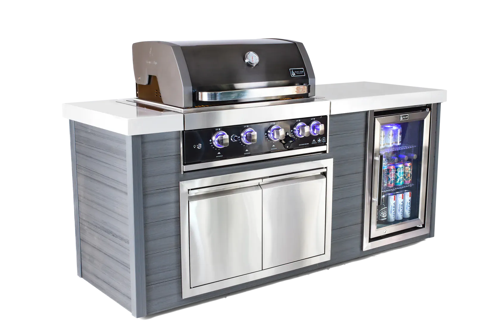Mont Alpi Outdoor Cooking > Outdoor Kitchens > Islands Black Mont Alpi Artwood Stainless Steel 4 Burner Island
