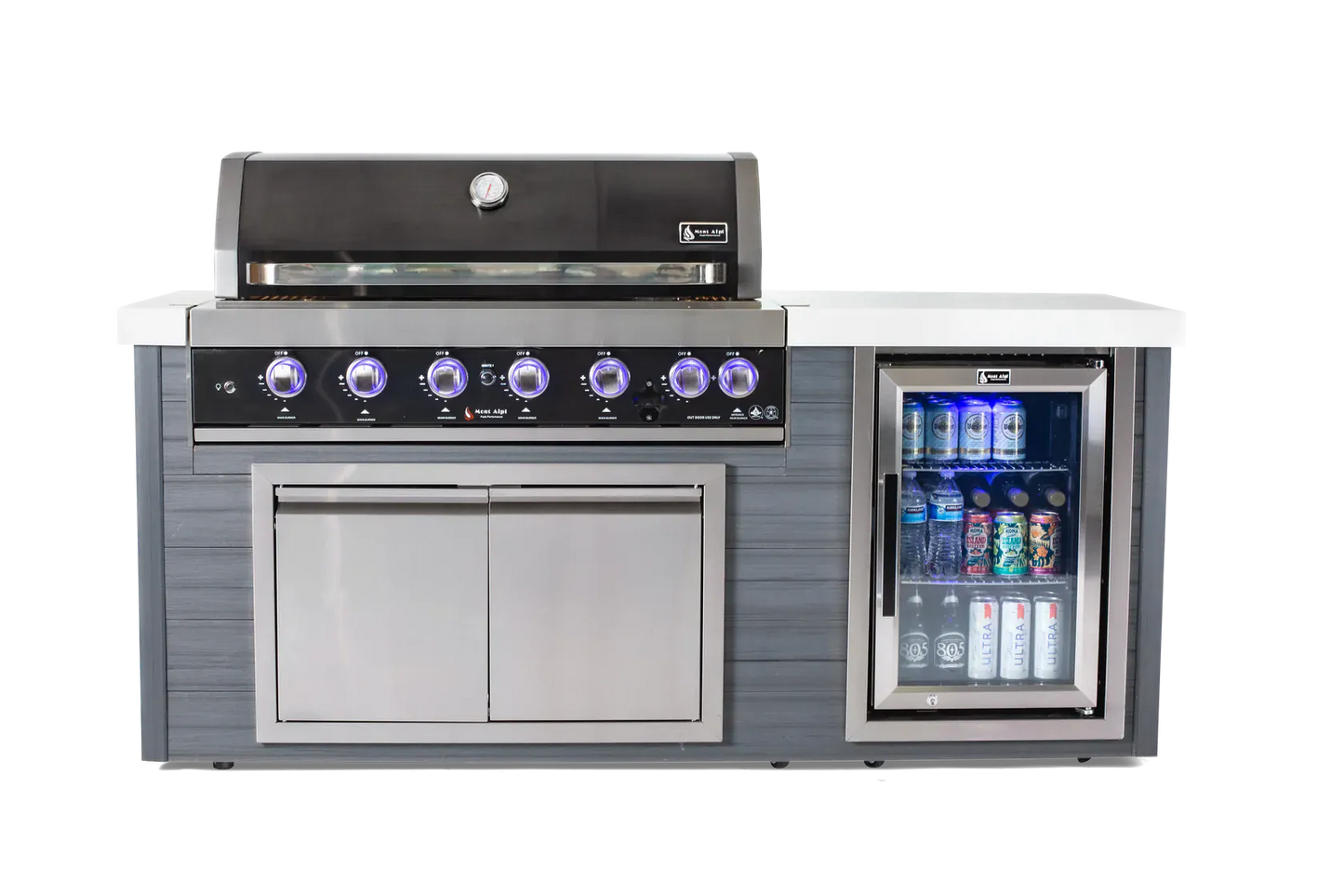 Mont Alpi Outdoor Cooking > Outdoor Kitchens > Islands Black Mont Alpi Artwood Stainless Steel 6 Burner Island