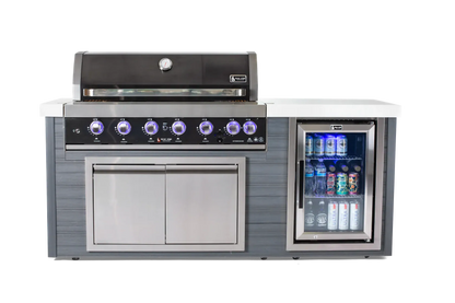 Mont Alpi Outdoor Cooking > Outdoor Kitchens > Islands Black Mont Alpi Artwood Stainless Steel 6 Burner Island