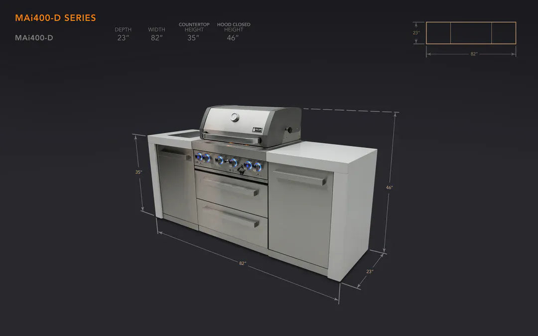 Mont Alpi Outdoor Cooking > Outdoor Kitchens > Islands Mont Alpi 4-Burner Deluxe