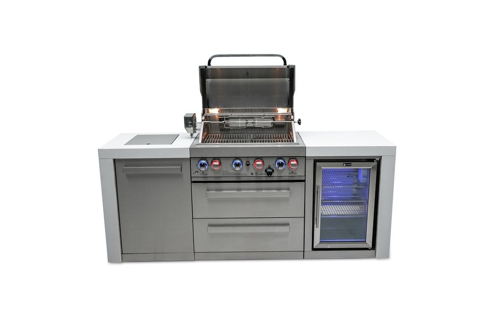 Mont Alpi Outdoor Cooking > Outdoor Kitchens > Islands Mont Alpi 4-Burner Deluxe With Fridge Cabinet