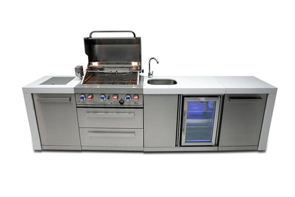 Mont Alpi Outdoor Cooking > Outdoor Kitchens > Islands Mont Alpi 4-Burner Deluxe With Fridge Cabinet and Sink