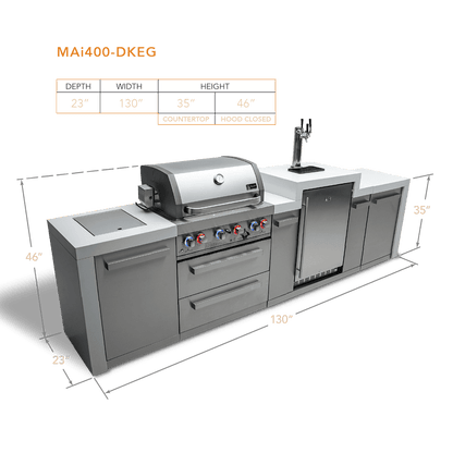 Mont Alpi Outdoor Cooking > Outdoor Kitchens > Islands Mont Alpi 4-Burner Deluxe With Kegerator
