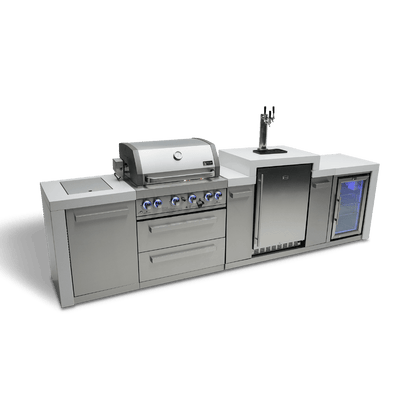Mont Alpi Outdoor Cooking > Outdoor Kitchens > Islands Mont Alpi 4-Burner Deluxe With Kegerator and Fridge