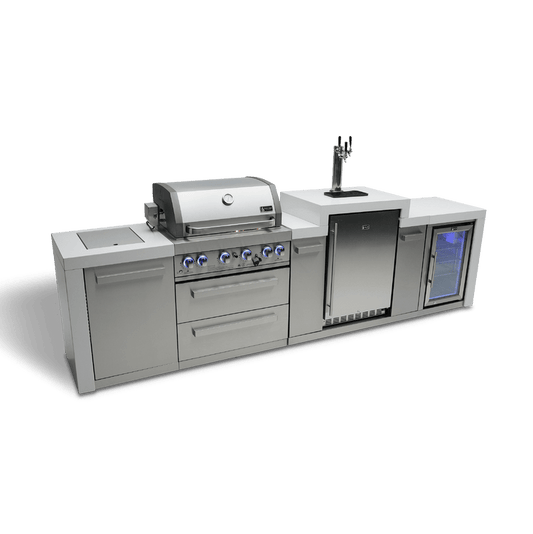 Mont Alpi Outdoor Cooking > Outdoor Kitchens > Islands Mont Alpi 4-Burner Deluxe With Kegerator and Fridge