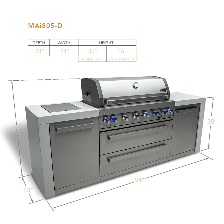 Mont Alpi Outdoor Cooking > Outdoor Kitchens > Islands Mont Alpi 6-Burner Deluxe Island
