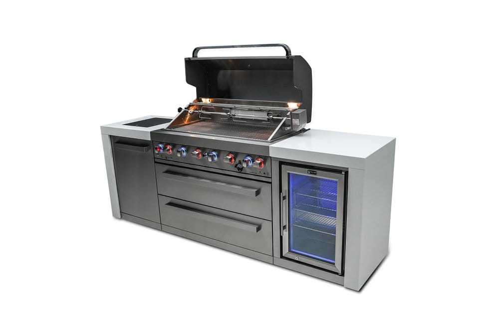 Mont Alpi Outdoor Cooking > Outdoor Kitchens > Islands Mont Alpi 6-Burner Deluxe Island with Beverage Fridge