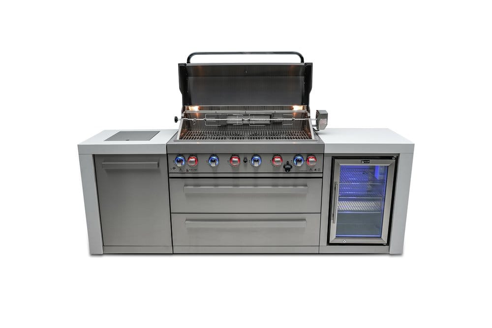 Mont Alpi Outdoor Cooking > Outdoor Kitchens > Islands Mont Alpi 6-Burner Deluxe Island with Beverage Fridge