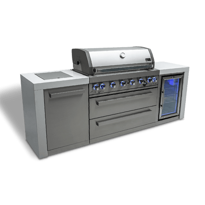 Mont Alpi Outdoor Cooking > Outdoor Kitchens > Islands Mont Alpi 6-Burner Deluxe Island with Beverage Fridge