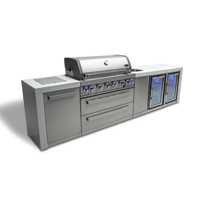 Mont Alpi Outdoor Cooking > Outdoor Kitchens > Islands Mont Alpi 6-Burner Deluxe Island with Built in Duel Fridges and Sink