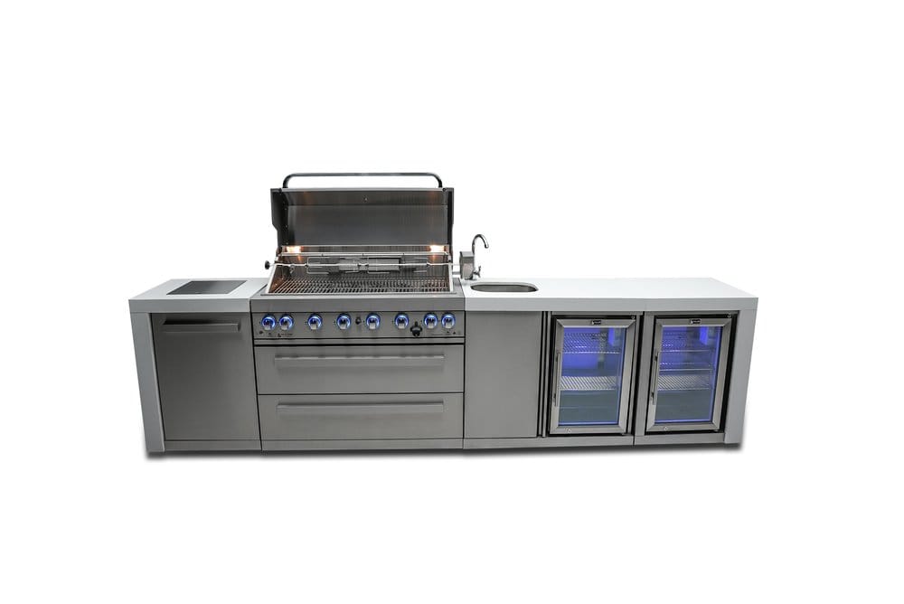 Mont Alpi Outdoor Cooking > Outdoor Kitchens > Islands Mont Alpi 6-Burner Deluxe Island with Built in Duel Fridges and Sink