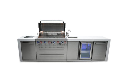 Mont Alpi Outdoor Cooking > Outdoor Kitchens > Islands Mont Alpi 6-Burner Deluxe Island with Built in Fridge and Sink