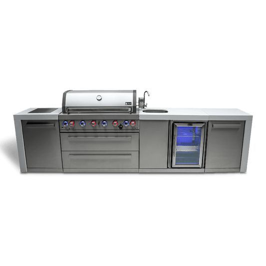 Mont Alpi Outdoor Cooking > Outdoor Kitchens > Islands Mont Alpi 6-Burner Deluxe Island with Built in Fridge and Sink