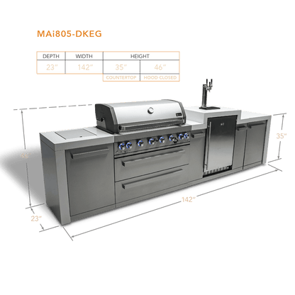 Mont Alpi Outdoor Cooking > Outdoor Kitchens > Islands Mont Alpi 6-Burner Deluxe Island with Kegerator