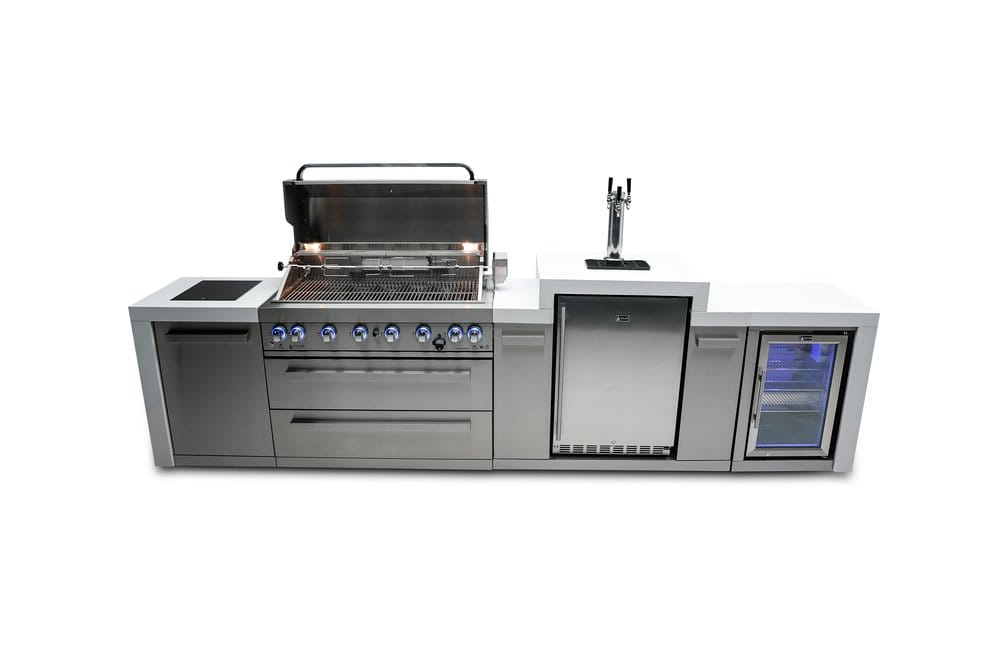 Mont Alpi Outdoor Cooking > Outdoor Kitchens > Islands Mont Alpi 6-Burner Deluxe Island with Kegerator and Beverage Fridge