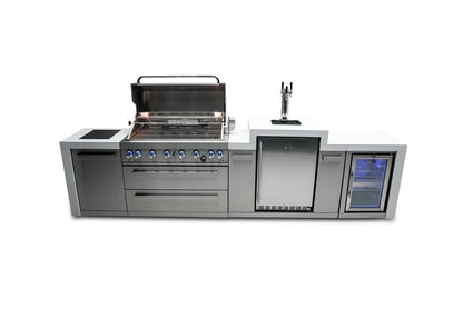 Mont Alpi Outdoor Cooking > Outdoor Kitchens > Islands Mont Alpi 6-Burner Deluxe Island with Kegerator and Beverage Fridge