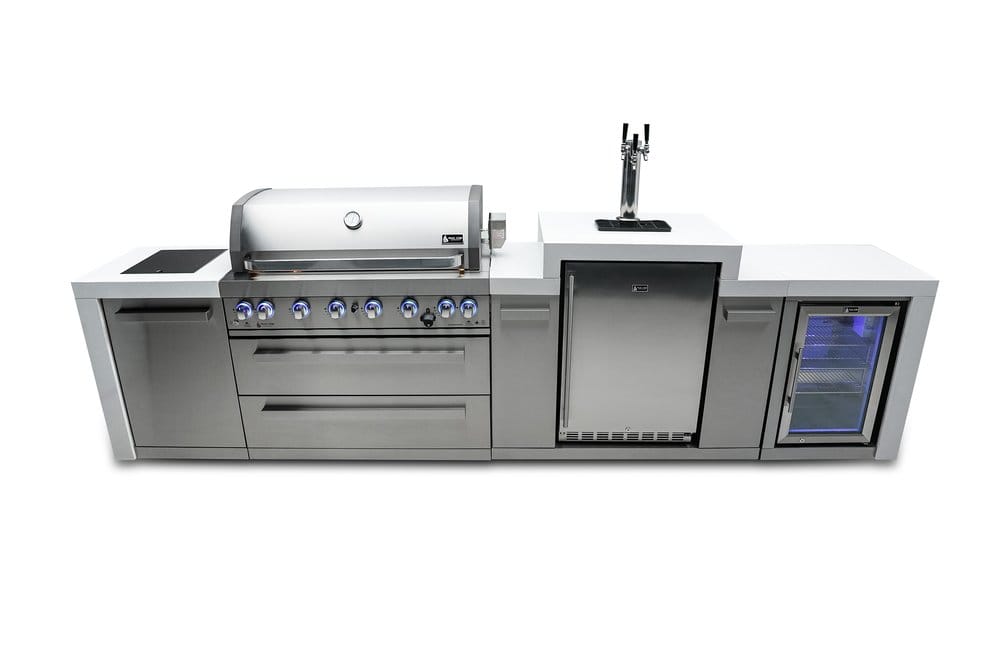 Mont Alpi Outdoor Cooking > Outdoor Kitchens > Islands Mont Alpi 6-Burner Deluxe Island with Kegerator and Beverage Fridge