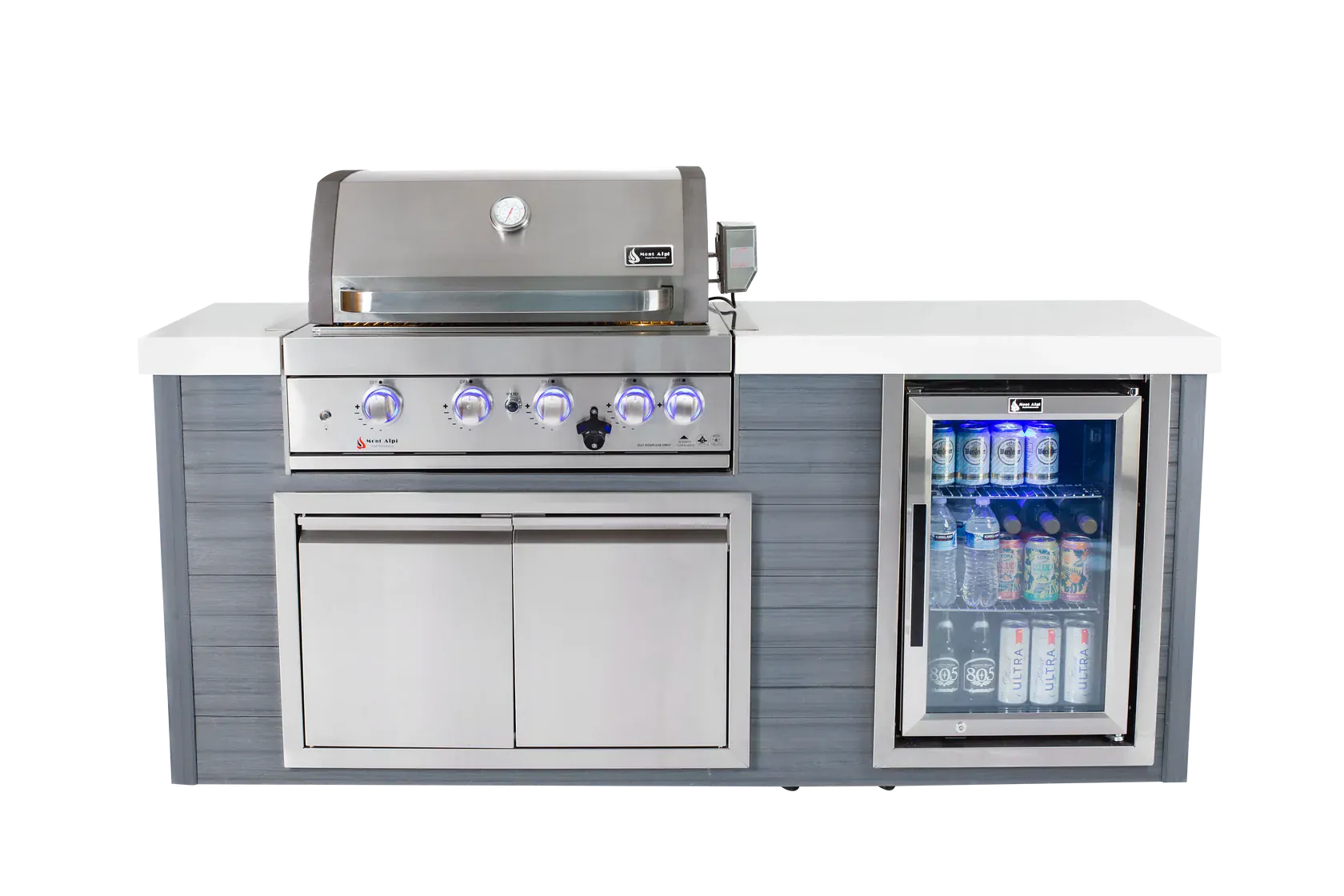 Mont Alpi Outdoor Cooking > Outdoor Kitchens > Islands Mont Alpi Artwood Stainless Steel 4 Burner Island