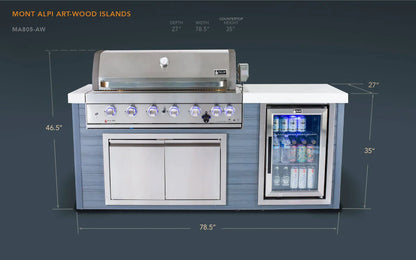 Mont Alpi Outdoor Cooking > Outdoor Kitchens > Islands Mont Alpi Artwood Stainless Steel 6 Burner Island