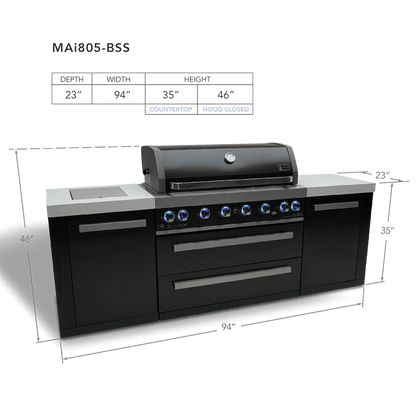Mont Alpi Outdoor Cooking > Outdoor Kitchens > Islands Mont Alpi Black Series 6-Burner Island