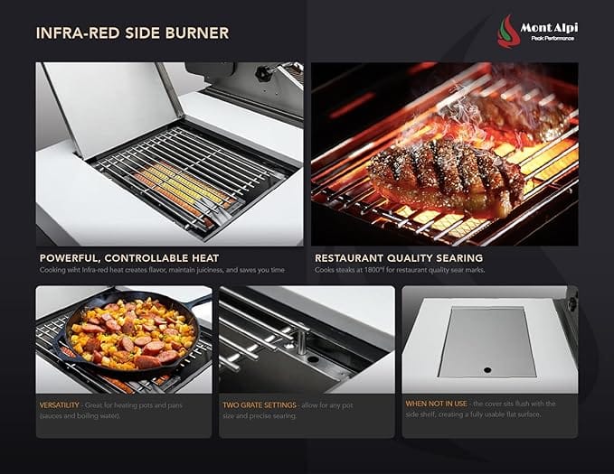Mont Alpi Outdoor Cooking > Outdoor Kitchens > Islands Mont Alpi Black Series 6-Burner Island with 45-degree corners