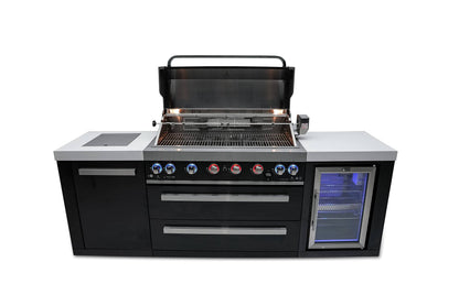 Mont Alpi Outdoor Cooking > Outdoor Kitchens > Islands Mont Alpi Black Series 6-Burner Island with Beverage Fridge