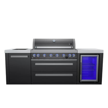 Mont Alpi Outdoor Cooking > Outdoor Kitchens > Islands Mont Alpi Black Series 6-Burner Island with Beverage Fridge