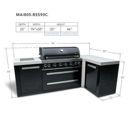 Mont Alpi Outdoor Cooking > Outdoor Kitchens > Islands Mont Alpi Black series with a 90-degree corner