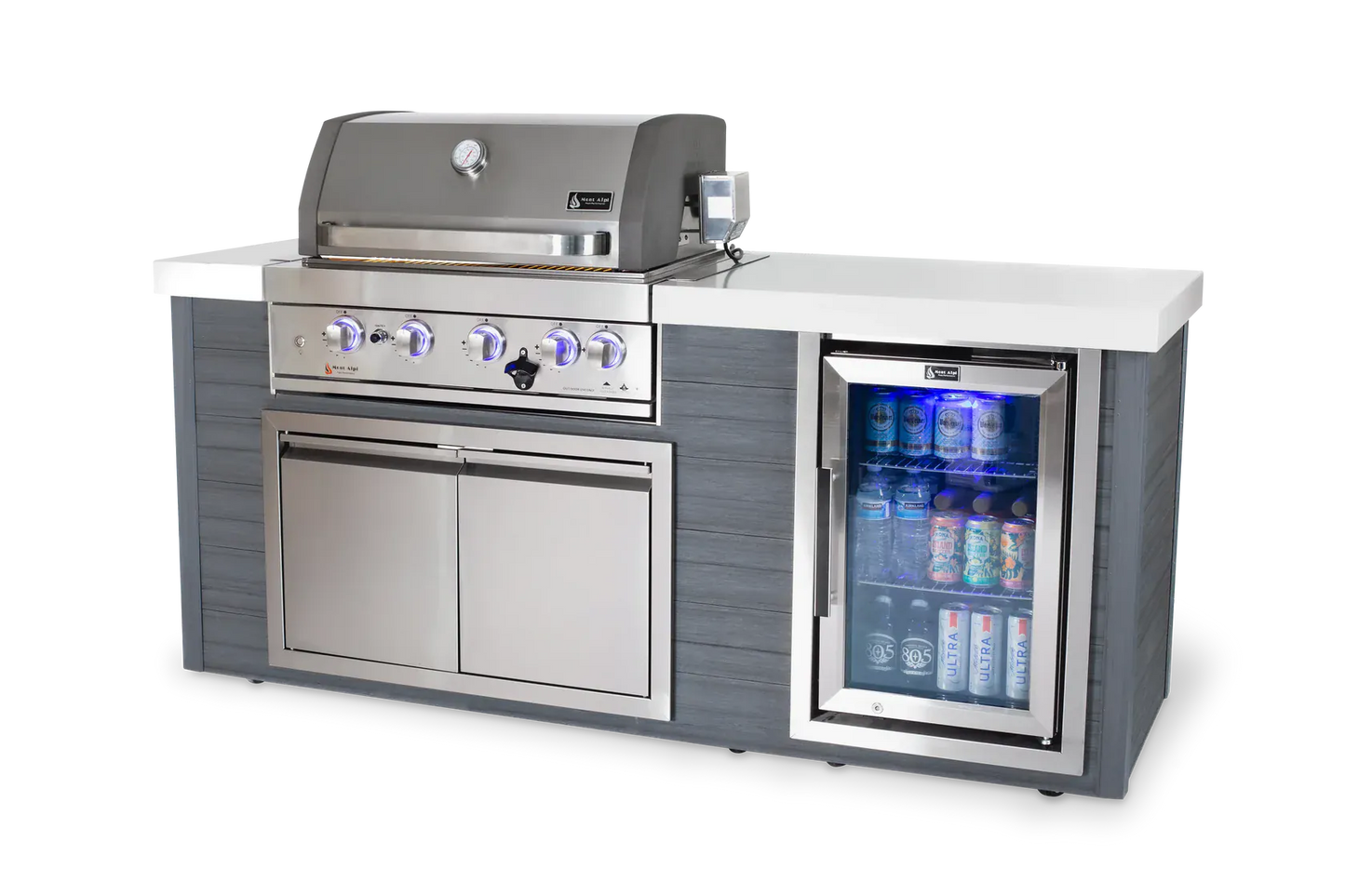 Mont Alpi Outdoor Cooking > Outdoor Kitchens > Islands Silver Mont Alpi Artwood Stainless Steel 4 Burner Island