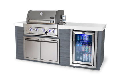 Mont Alpi Outdoor Cooking > Outdoor Kitchens > Islands Silver Mont Alpi Artwood Stainless Steel 4 Burner Island