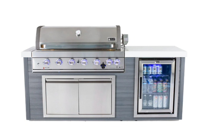 Mont Alpi Outdoor Cooking > Outdoor Kitchens > Islands Silver Mont Alpi Artwood Stainless Steel 6 Burner Island