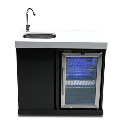 Mont Alpi Outdoor Cooking > Outdoor Kitchens > Refrigeration > Island Mont Alpi Black Outdoor Entertainment and Prep Centre with Sink and Beverage fridge