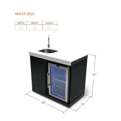 Mont Alpi Outdoor Cooking > Outdoor Kitchens > Refrigeration > Island Mont Alpi Black Outdoor Entertainment and Prep Centre with Sink and Beverage fridge