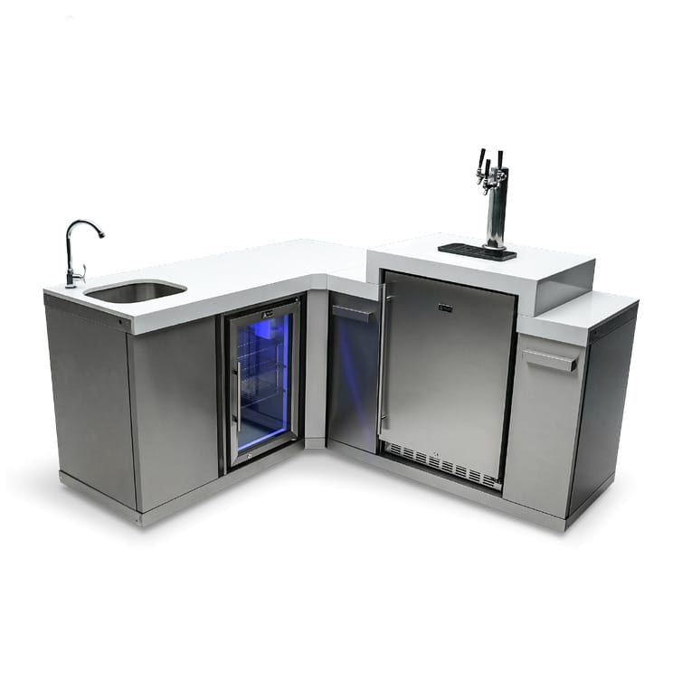 Mont Alpi Outdoor Cooking > Outdoor Kitchens > Refrigeration > Island Mont Alpi Outdoor Entertainment and Prep Centre with Sink, Beverage Fridge and Kegerator