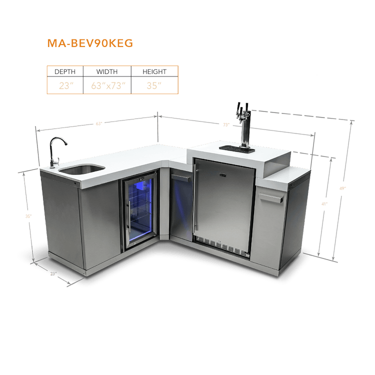 Mont Alpi Outdoor Cooking > Outdoor Kitchens > Refrigeration > Island Mont Alpi Outdoor Entertainment and Prep Centre with Sink, Beverage Fridge and Kegerator