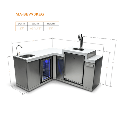 Mont Alpi Outdoor Cooking > Outdoor Kitchens > Refrigeration > Island Mont Alpi Outdoor Entertainment and Prep Centre with Sink, Beverage Fridge and Kegerator