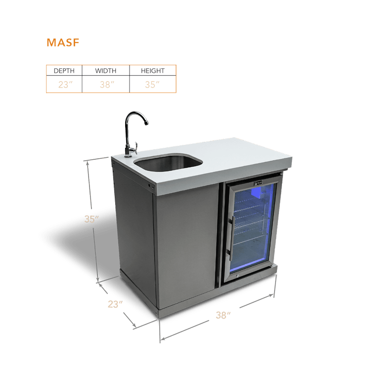 Mont Alpi Outdoor Cooking > Outdoor Kitchens > Refrigeration > Island Mont Alpi Stainless Steel Outdoor Entertainment and Prep Centre with Sink and Beverage fridge