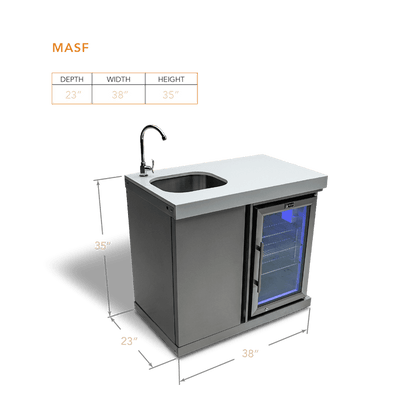 Mont Alpi Outdoor Cooking > Outdoor Kitchens > Refrigeration > Island Mont Alpi Stainless Steel Outdoor Entertainment and Prep Centre with Sink and Beverage fridge