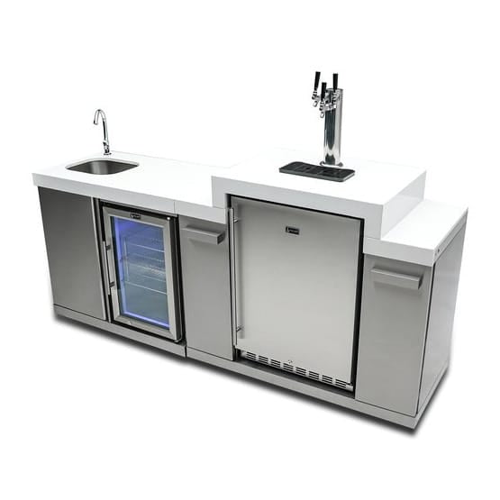 Mont Alpi Outdoor Cooking > Outdoor Kitchens > Refrigeration > Island Mont Alpi Stainless Steel Outdoor Entertainment and Prep Centre with Sink, Beverage Fridge and Kegerator