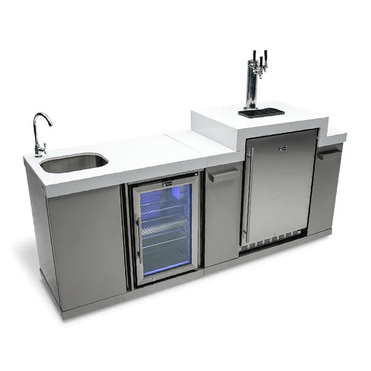Mont Alpi Outdoor Cooking > Outdoor Kitchens > Refrigeration > Island Mont Alpi Stainless Steel Outdoor Entertainment and Prep Centre with Sink, Beverage Fridge and Kegerator